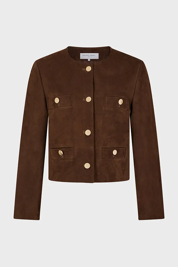 Gerard Darel BELINA SUEDE COLLARLESS JACKET