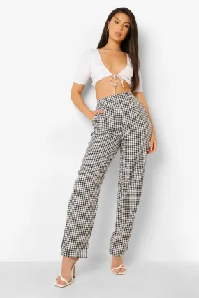 Gingham Pleat Detail Pants