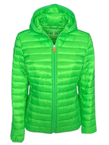 GIUBBINO DONNA VERDE FLUO CON CAPPUCCIO