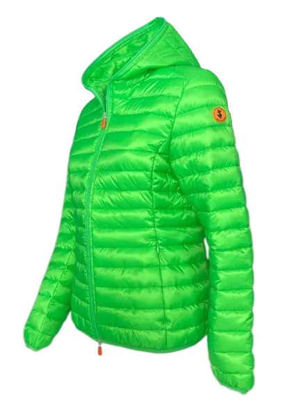 GIUBBINO DONNA VERDE FLUO CON CAPPUCCIO