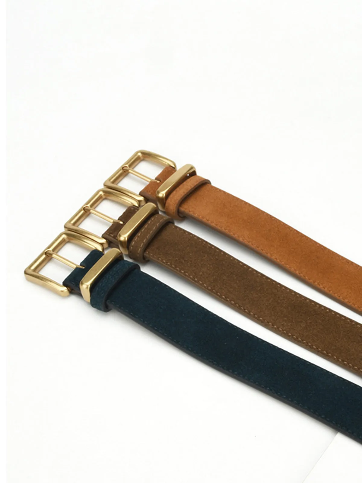 Golden Buckle Suede Belt