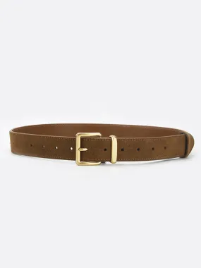 Golden Buckle Suede Belt