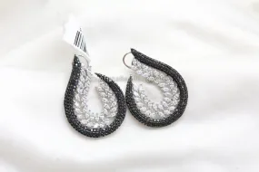 Half Moon CZ Pave Setting Earrings - Black