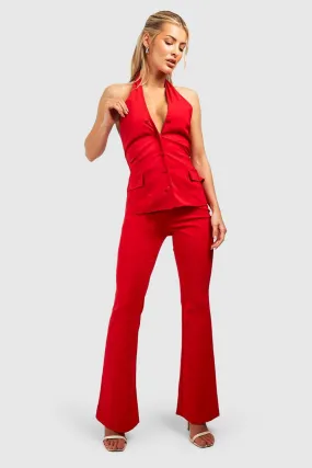 Halter Button Front Vest & Flared Pants