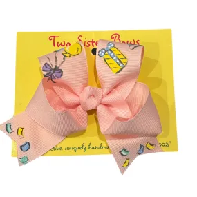 Hand Painted Birthday Party Medium Bow- Baby Pink