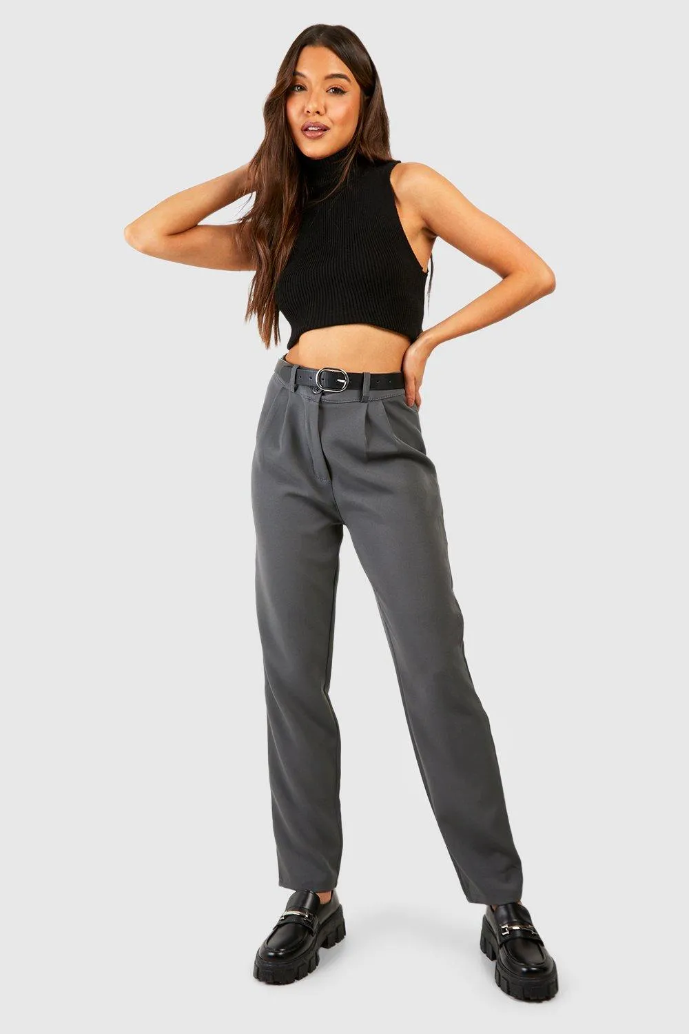 High Waist Tapered Tailored Suit Pants