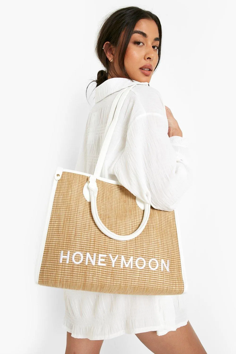 Honeymoon Straw Beach Bag