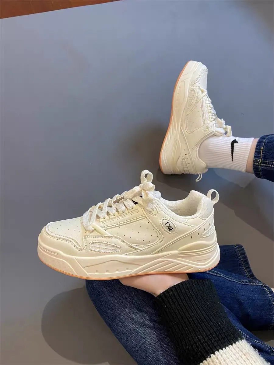 ins internet celebrity casual couple chic lightweight breathable thick-soled sneakers for female students versatile white shoes 