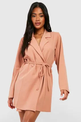 Jersey Knit Crepe Tie Waist Relaxed Fit Blazer Dress