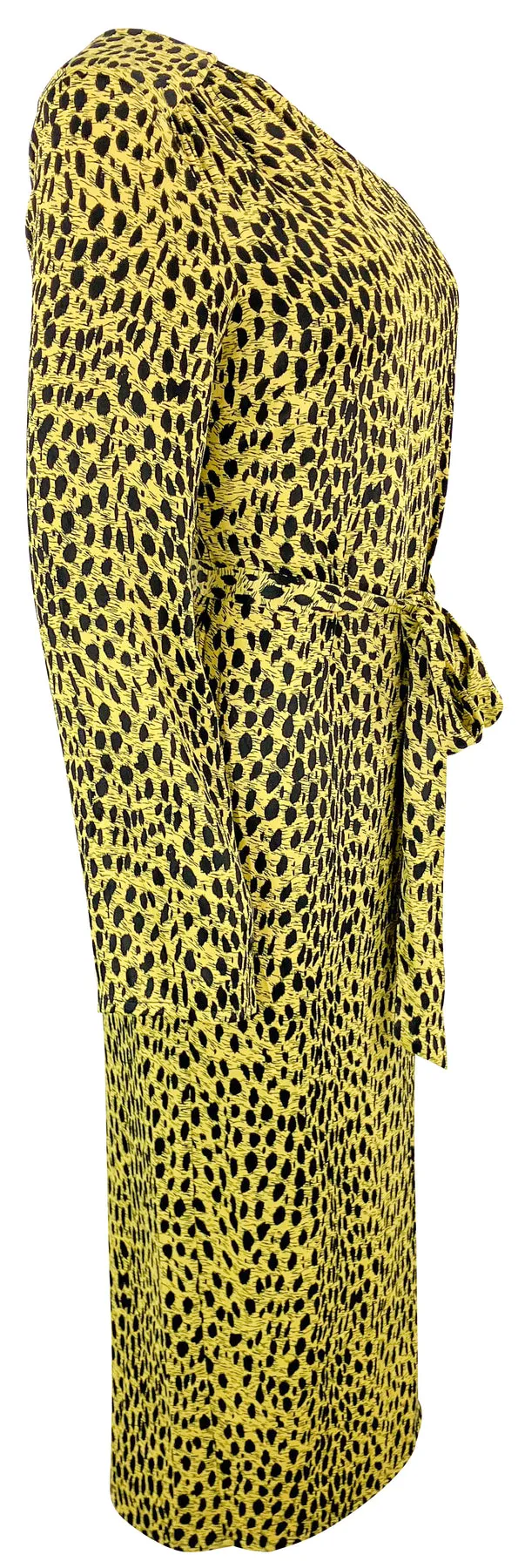 KITRI Amber Cheetah Print One Shoulder Dress in Yellow