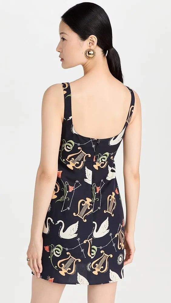 KITRI   Connie Black Cygnus and Lyra Print Mini Dress 