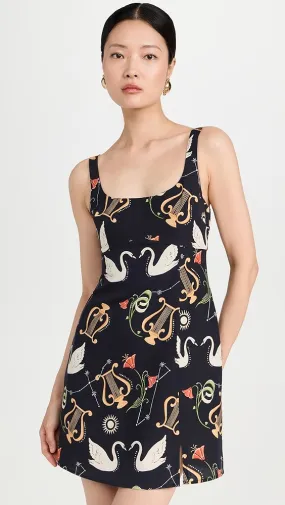 KITRI   Connie Black Cygnus and Lyra Print Mini Dress 