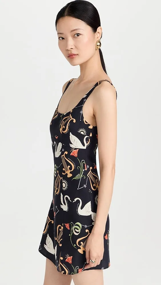 KITRI   Connie Black Cygnus and Lyra Print Mini Dress 