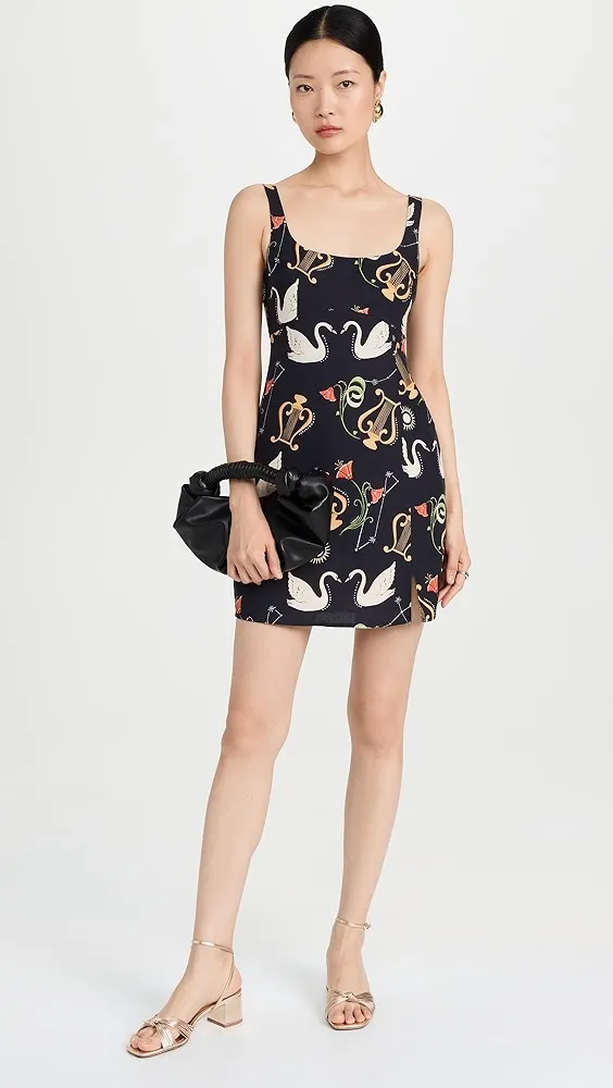 KITRI   Connie Black Cygnus and Lyra Print Mini Dress 