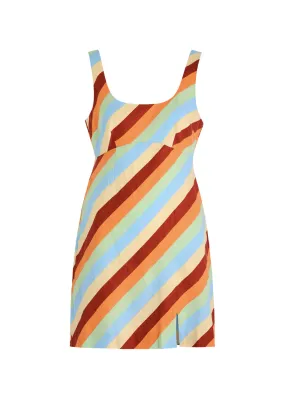 KITRI Connie striped linen-blend mini dress  -                         -                     -                