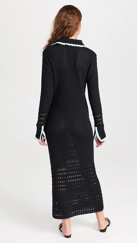 KITRI   Delilah Black Mixed Crochet Knit Dress 