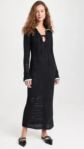 KITRI   Delilah Black Mixed Crochet Knit Dress 