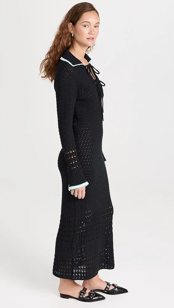 KITRI   Delilah Black Mixed Crochet Knit Dress 