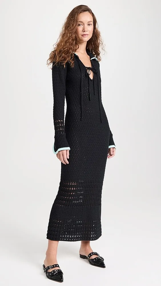 KITRI   Delilah Black Mixed Crochet Knit Dress 