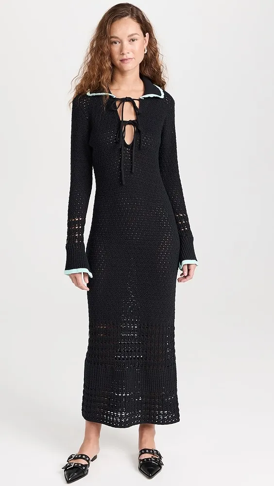 KITRI   Delilah Black Mixed Crochet Knit Dress 