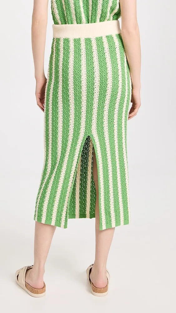 KITRI   Delphine Green Knit Midi Skirt 