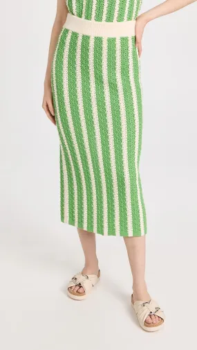 KITRI   Delphine Green Knit Midi Skirt 