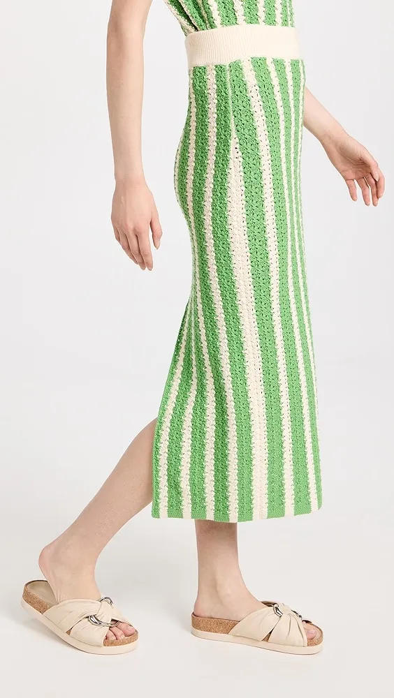 KITRI   Delphine Green Knit Midi Skirt 