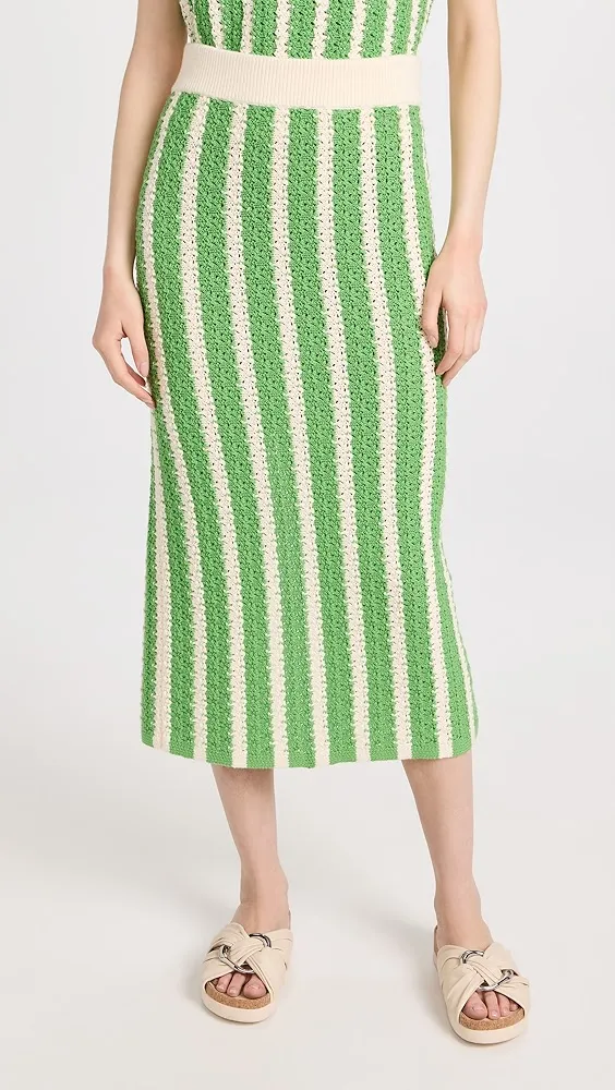 KITRI   Delphine Green Knit Midi Skirt 