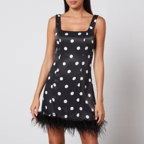 Kitri Edina Polka-Dot Satin Mini Dress - UK 6 | Coggles