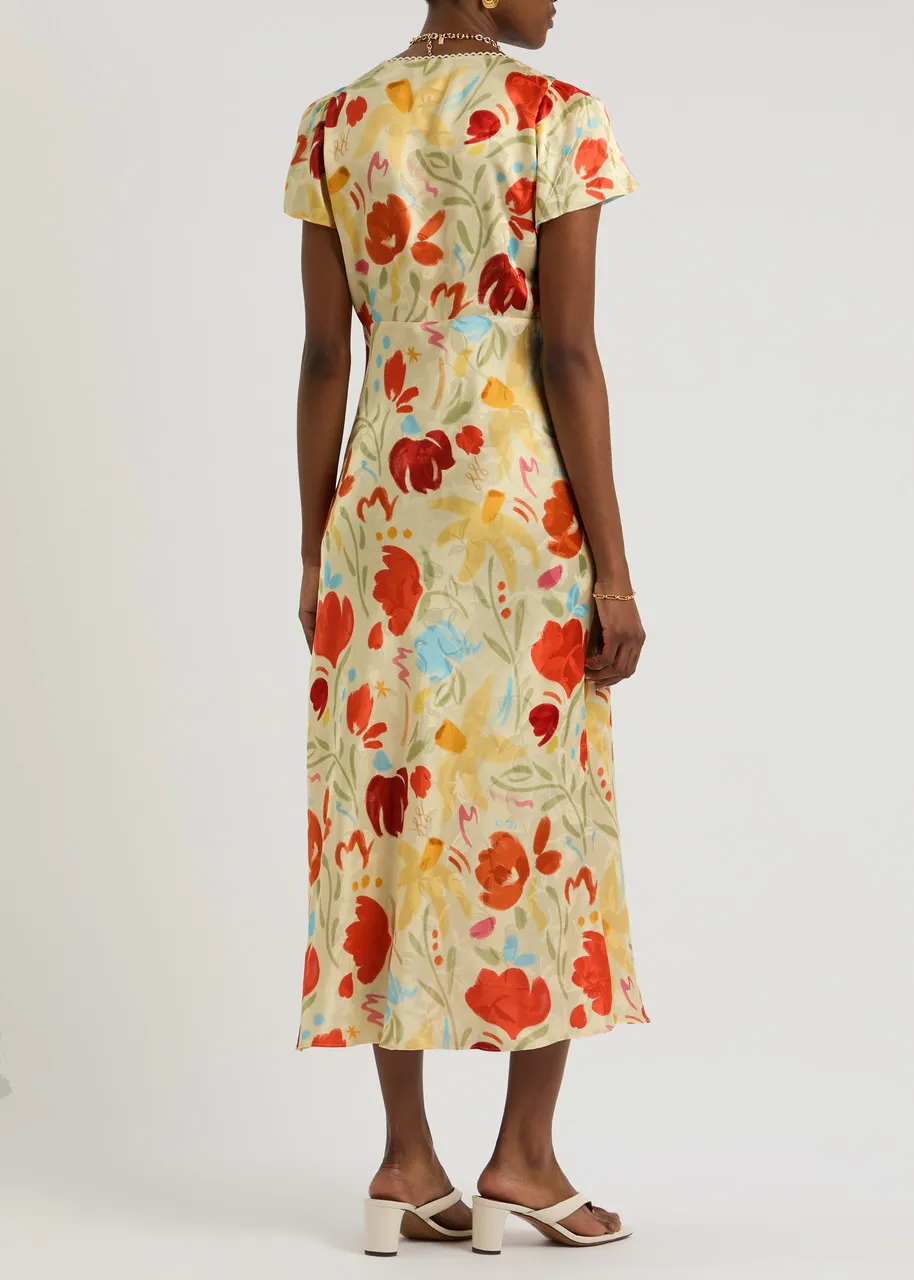 KITRI Effie floral-print satin midi dress -                         -                     -                