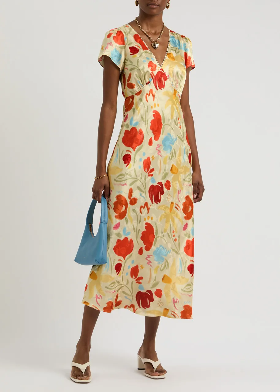 KITRI Effie floral-print satin midi dress -                         -                     -                