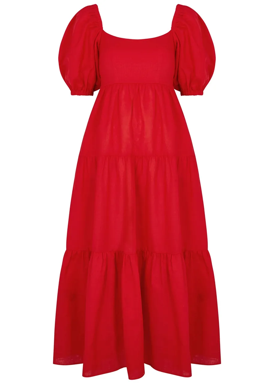 KITRI Gianna red linen-blend maxi dress -                         -                     -                