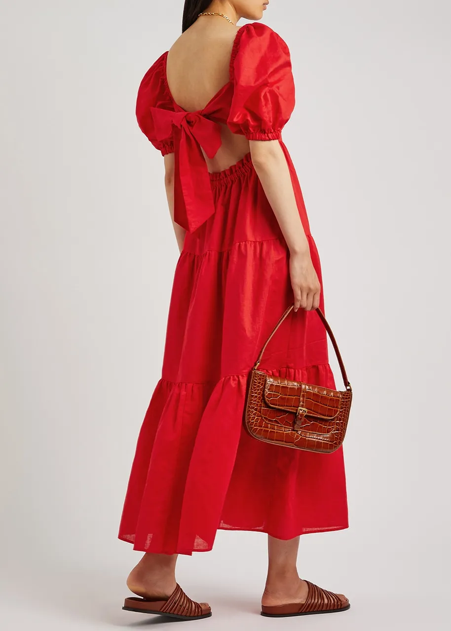 KITRI Gianna red linen-blend maxi dress -                         -                     -                