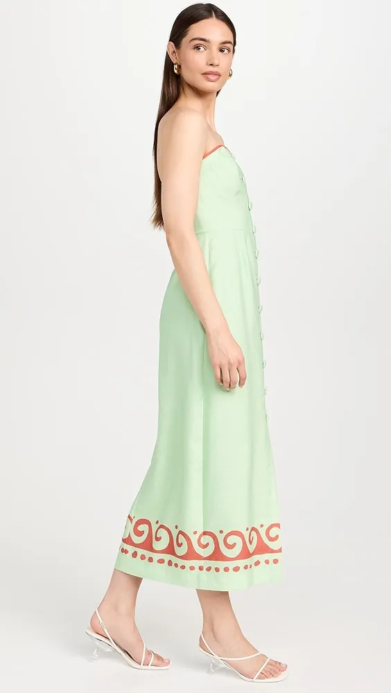 KITRI   Gilda Pistachio Wave Print Midi Dress 