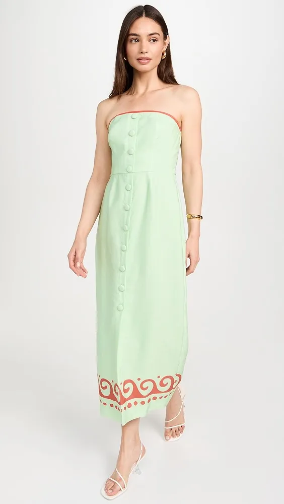 KITRI   Gilda Pistachio Wave Print Midi Dress 