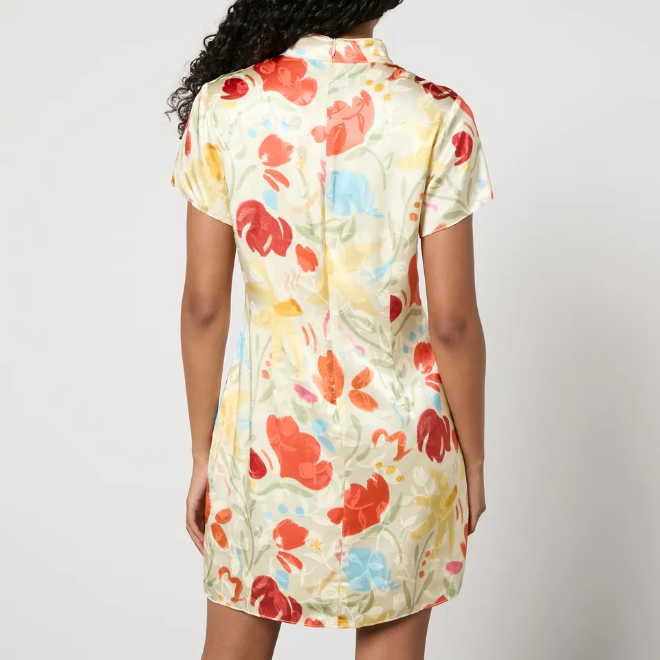 Kitri Gretchen Floral-Print Satin-Jacquard Mini Dress - UK 12 | Coggles