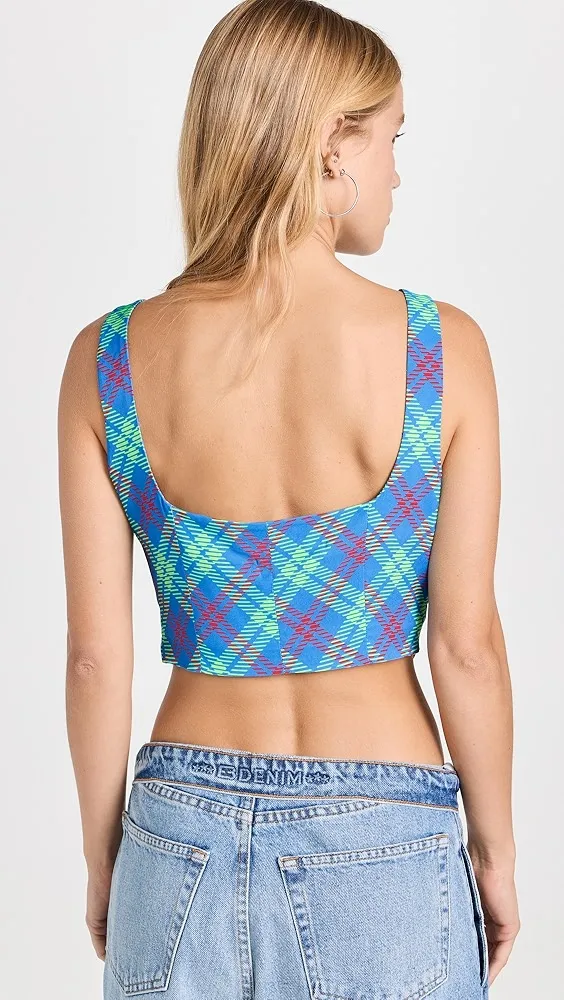 KITRI   Ines Blue Check Top 