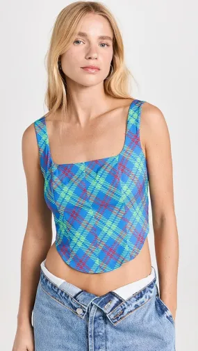 KITRI   Ines Blue Check Top 