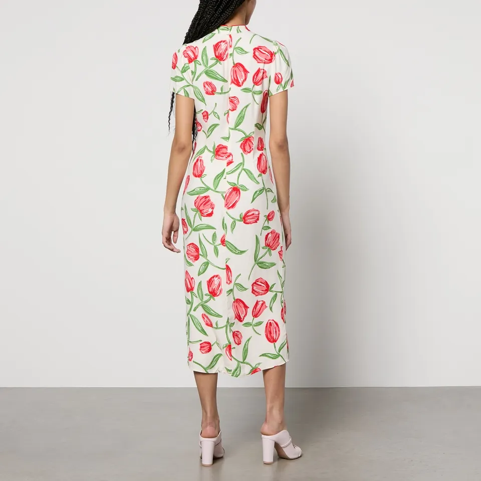 Kitri Leia Floral-Print Satin-Crepe Midi Dress - UK 12 | Coggles