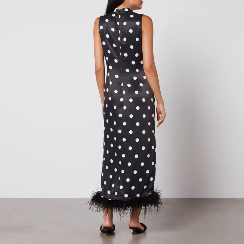 Kitri Myla Polka Dot Satin Midi Dress - UK 10 | Coggles