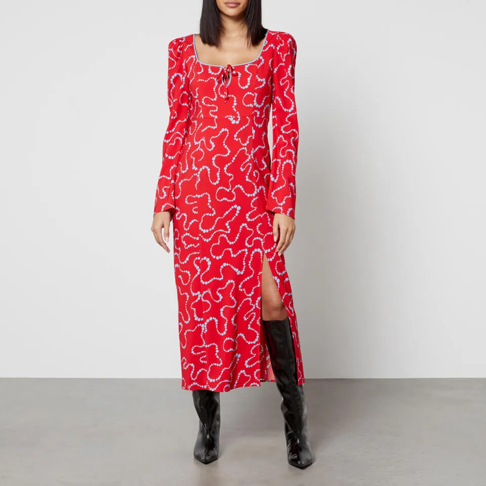 Kitri Rhonda Trail Printed Crepe Midi Dress - UK 6 | Coggles