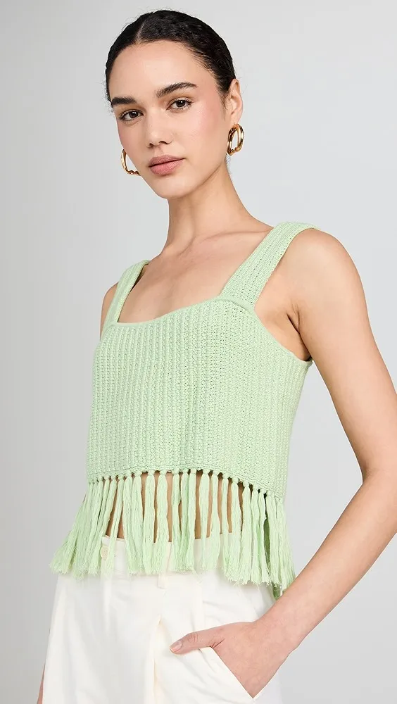 KITRI   Roxanna Pistachio Crochet Knit Top 