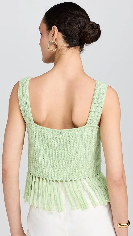 KITRI   Roxanna Pistachio Crochet Knit Top 