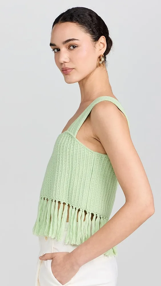 KITRI   Roxanna Pistachio Crochet Knit Top 