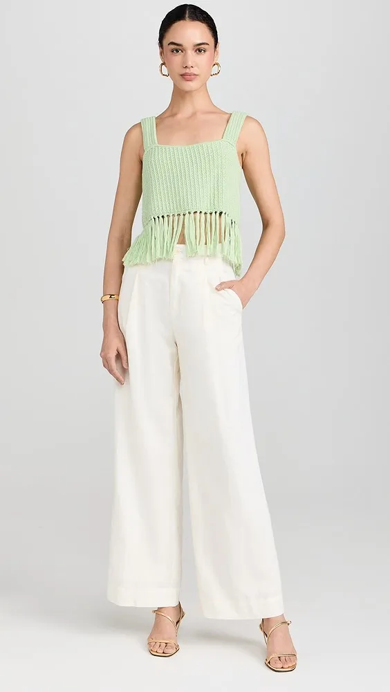 KITRI   Roxanna Pistachio Crochet Knit Top 