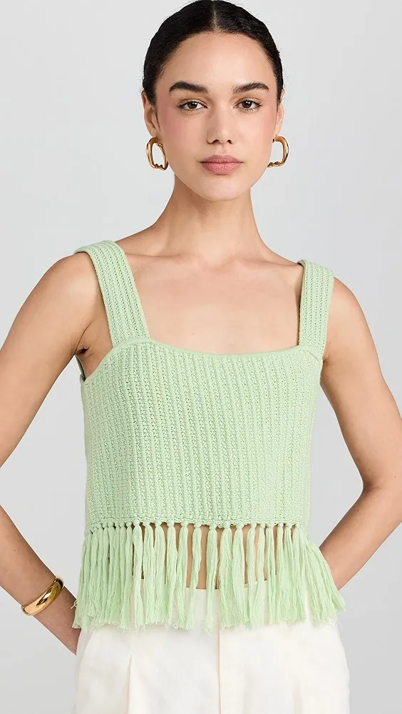 KITRI   Roxanna Pistachio Crochet Knit Top 