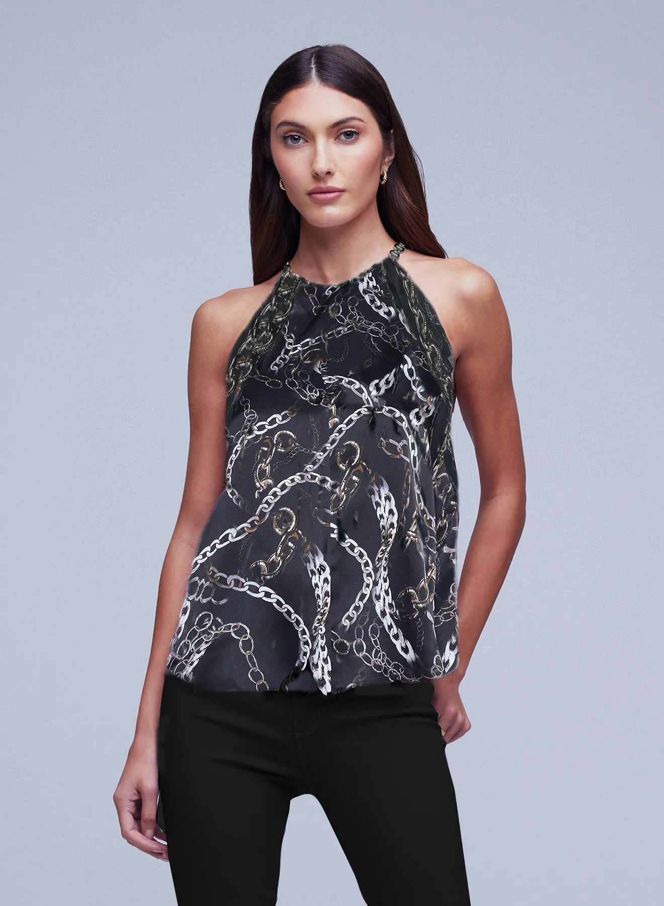 L’agence - Tille Chain Top - Black Multi Grunge Chain