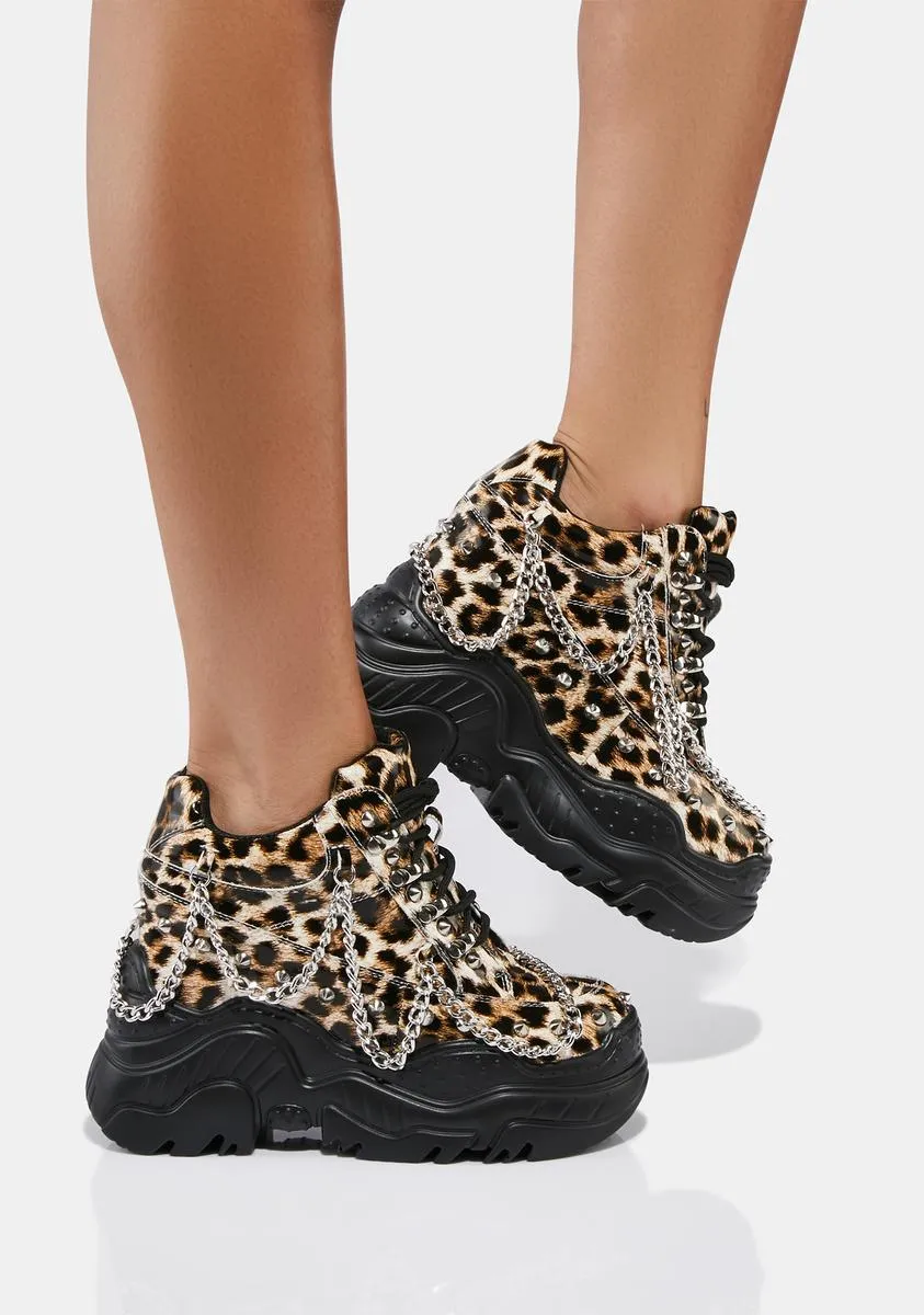 Leopard Patent Space Candy Platform Sneakers-