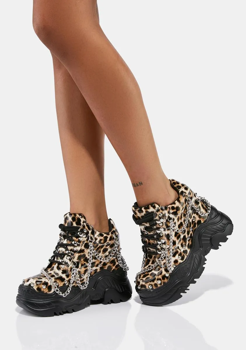 Leopard Patent Space Candy Platform Sneakers-