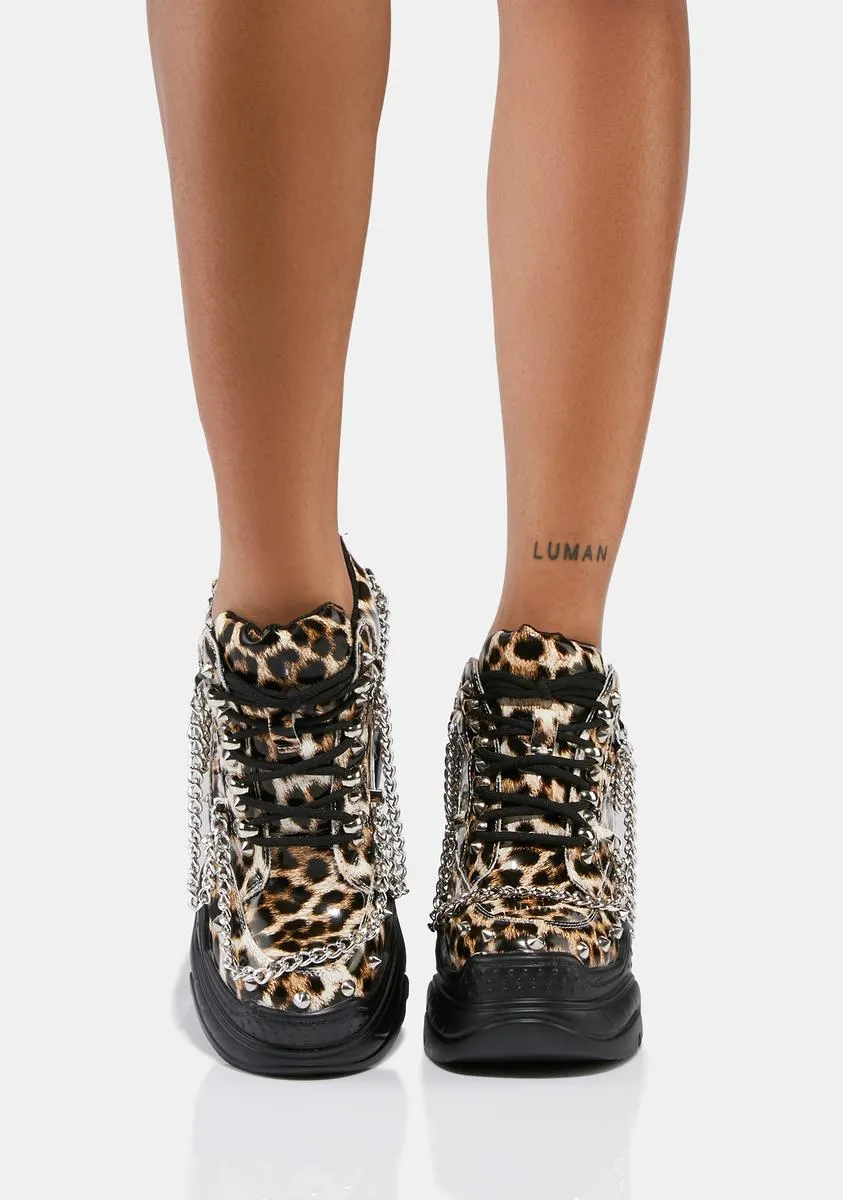 Leopard Patent Space Candy Platform Sneakers-